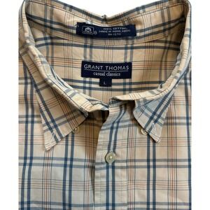 VTG GRANT THOMAS‎ Casual Classics Mens L Plaid Button Down Shirt Long Sleeve